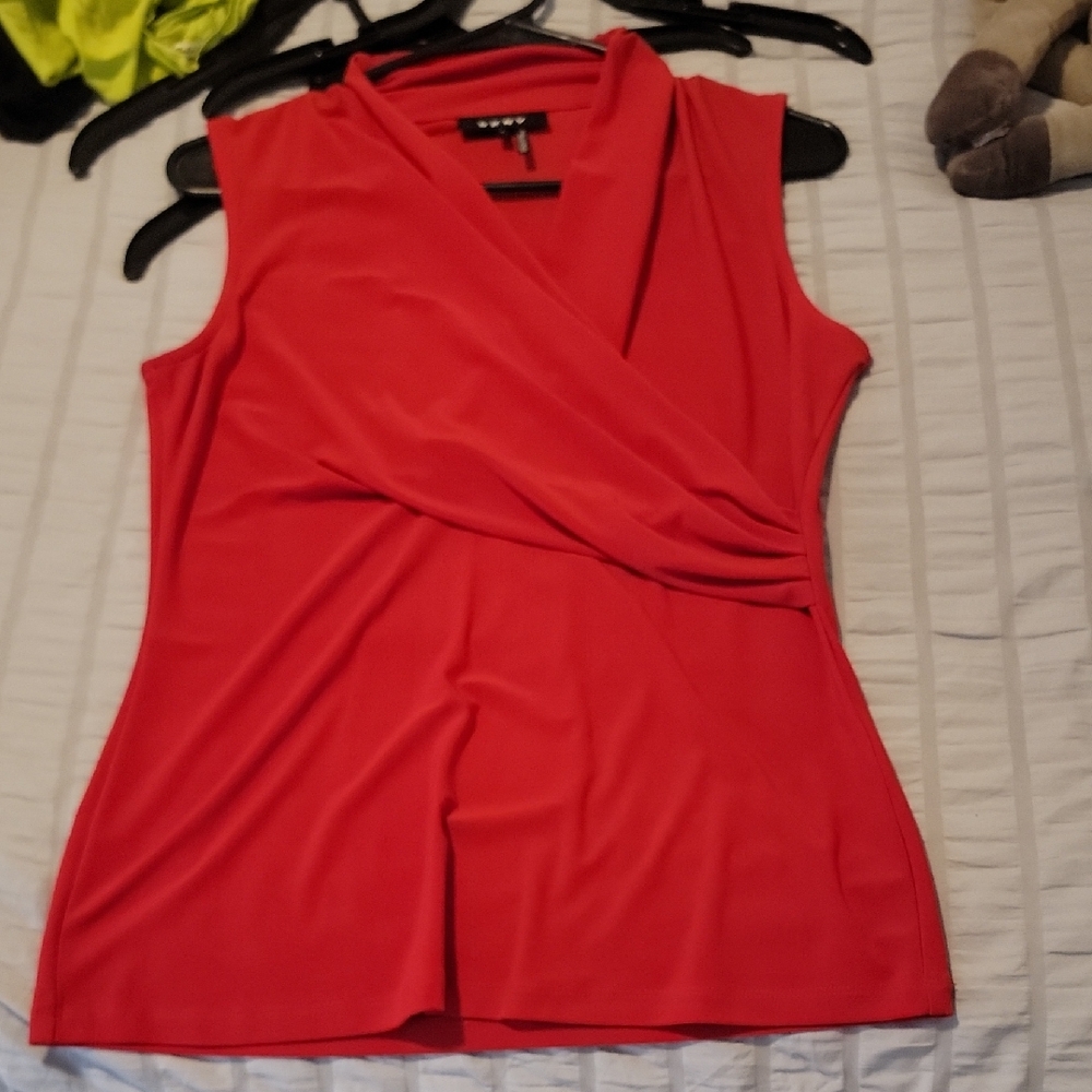 DKNY Bold Red Sleeveless Blouse